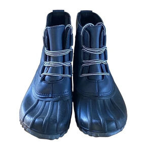Thermolite Womens  US 7 Black Blue Coated Leather Winter Ankle Boots Waterproof